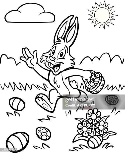 stockillustraties, clipart, cartoons en iconen met coloring book easter bunny - konijntje