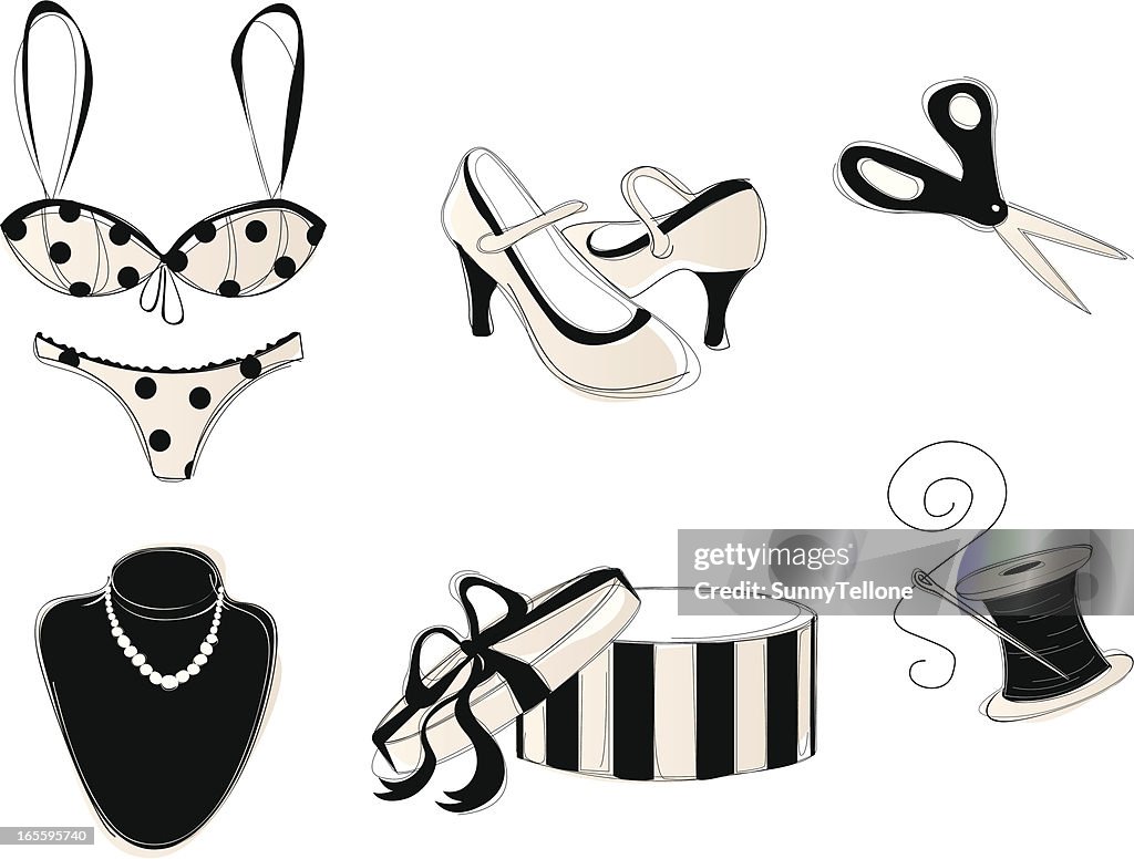 Vintage Fashion Icon Set
