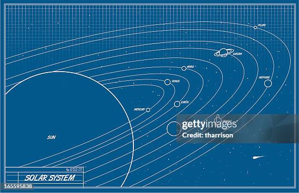 sonnensystem technische zeichnung - uranus stock-grafiken, -clipart, -cartoons und -symbole