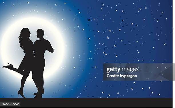 dancing in the moonlight - dancing outside night stock illustrations