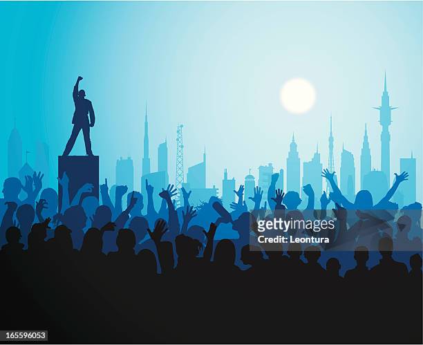 hero in the city - crowd surfing stock illustrations