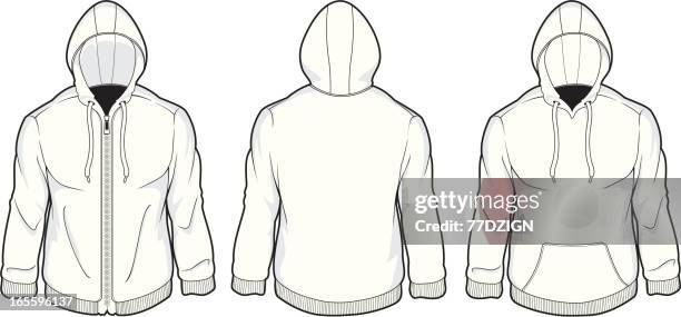 mens hood fleece - tshirt template stock illustrations