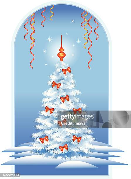christmas pine-tree - fake snow stock illustrations