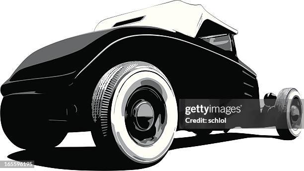 ilustrações, clipart, desenhos animados e ícones de ford hot rod 1932 - ford vs ferrari