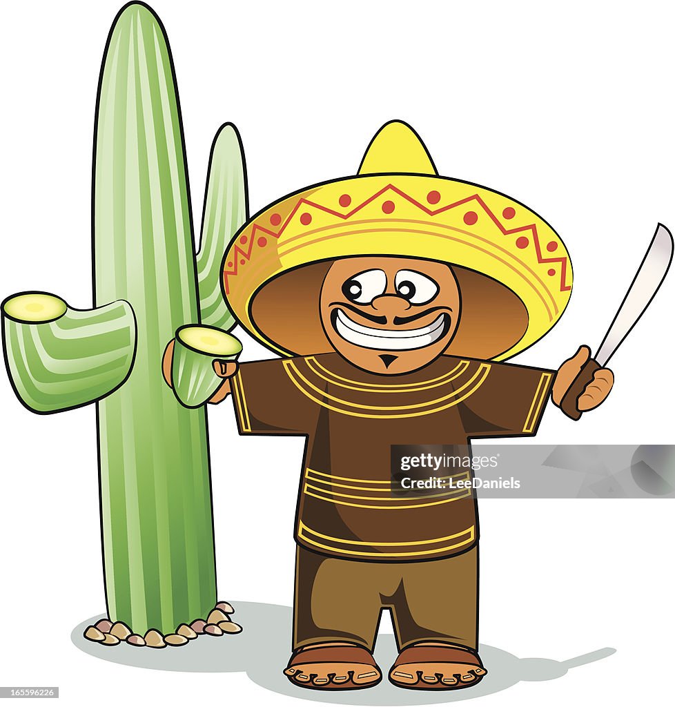 Cortar Una Cactus Historieta Mexicana Ilustración de stock - Getty Images