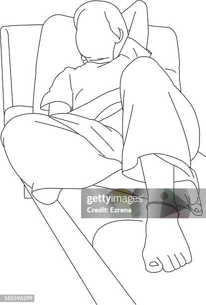 lying on a couch - moving couch alone stock illustrations