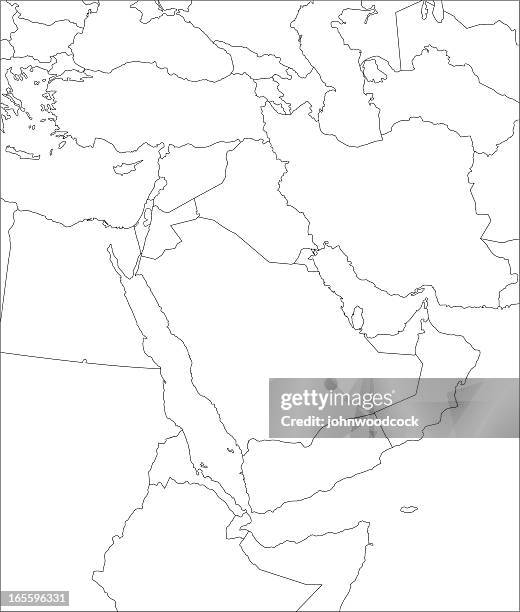 middle east line map. - jorden stock illustrations