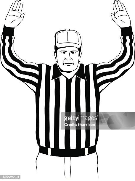 stockillustraties, clipart, cartoons en iconen met referee touchdown signal - american football referee