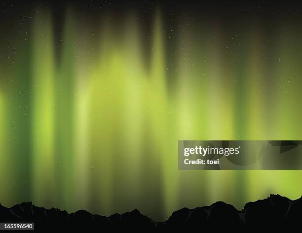 green polar lights - dramatic landscape stock illustrations