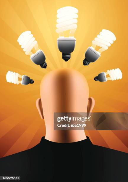 brain storming - man back head stock illustrations
