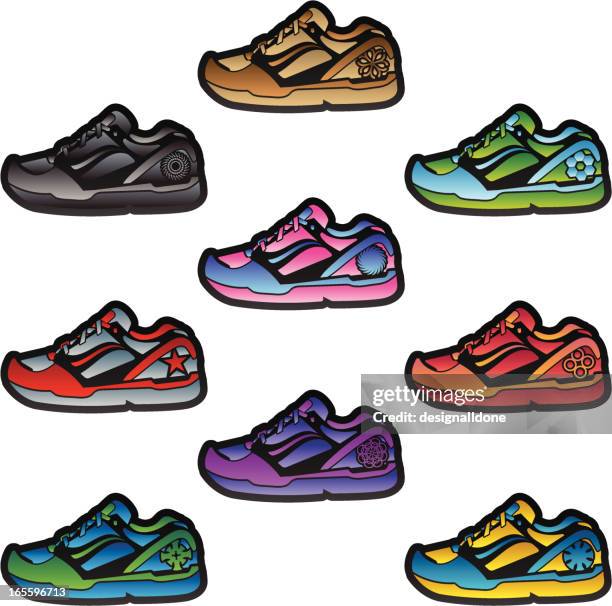 trainers/sneakers icon set - sneaker sole stock illustrations