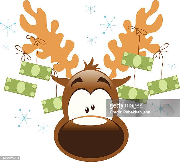 illustrazioni stock, clip art, cartoni animati e icone di tendenza di renna con denaro! - christmas cash