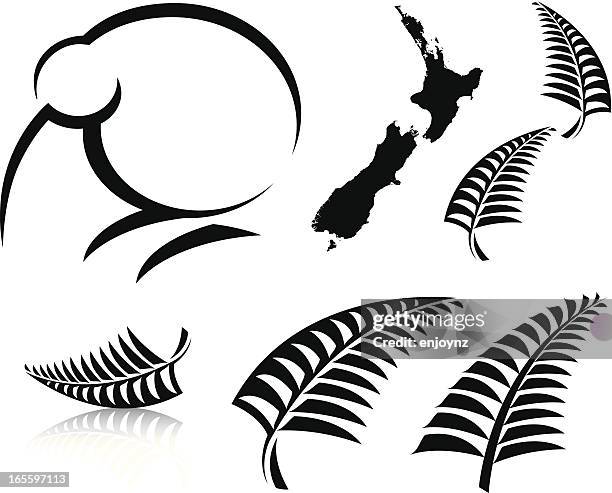 new zealand icons - pteropsida stock illustrations