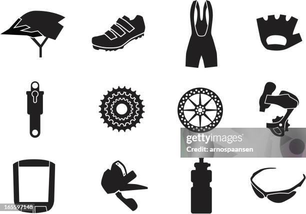 mountain bike icons - brake stock illustrations