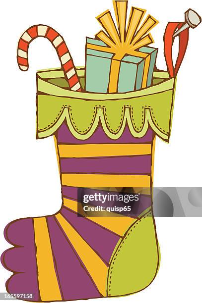 christmas stocking - socks isolated stock illustrations