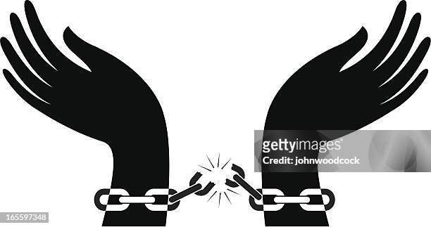 shackles - broken chain stock illustrations