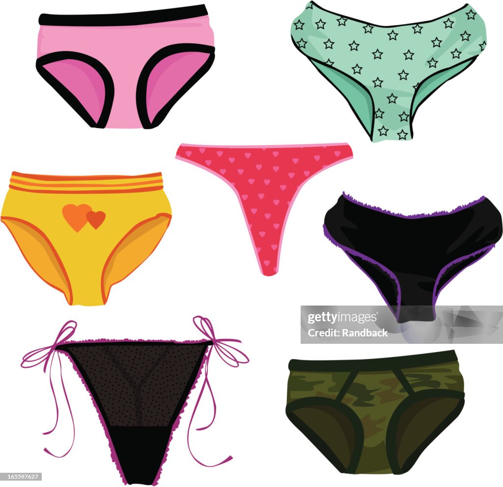 Variety of hand-drawn graphics of panties