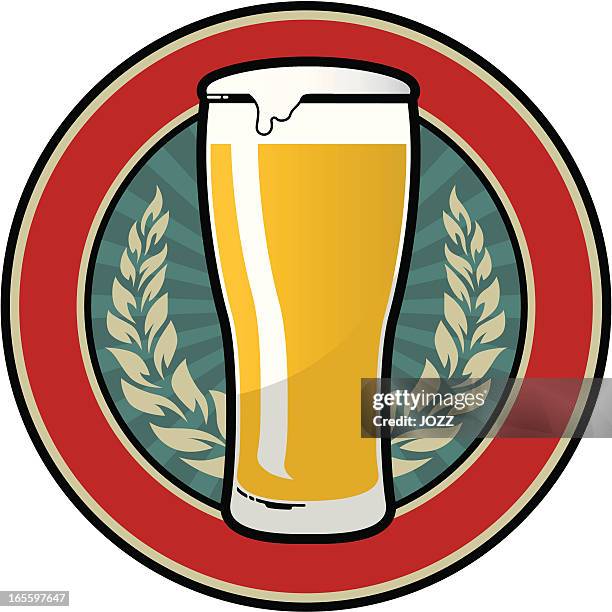 ilustraciones, imágenes clip art, dibujos animados e iconos de stock de emblema de retro cerveza - lager