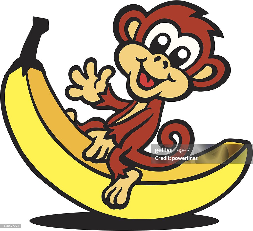 Monkey Sitting On Banana