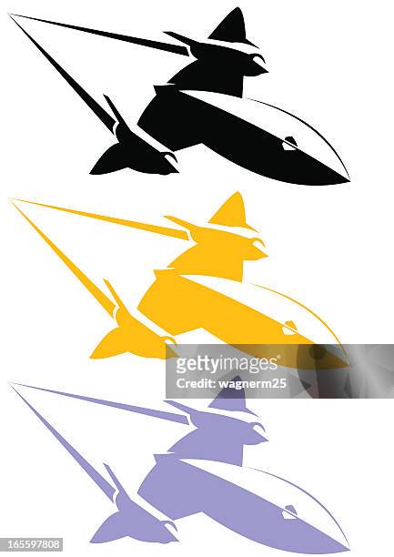 line art blackbird sr-71 - supersonic aeroplane stock illustrations