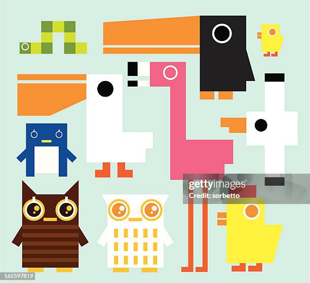 birds collection - penguin chicks stock illustrations
