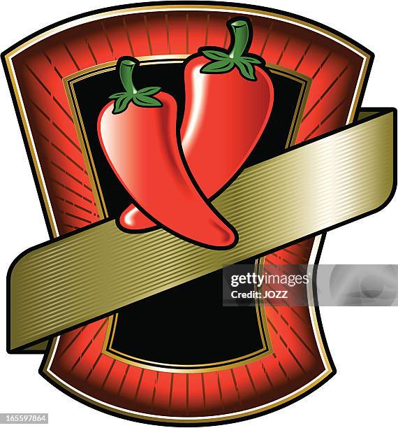 gold label-chili - scharfe sauce stock-grafiken, -clipart, -cartoons und -symbole