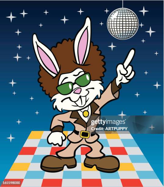 disco easter bunny - funny dancing stock illustrations