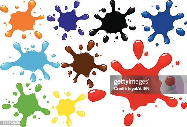 multicolored illustrated paint splatters - slimy stock illustrations