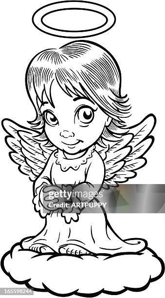 ilustraciones, imágenes clip art, dibujos animados e iconos de stock de libro para colorear angel - baby angel