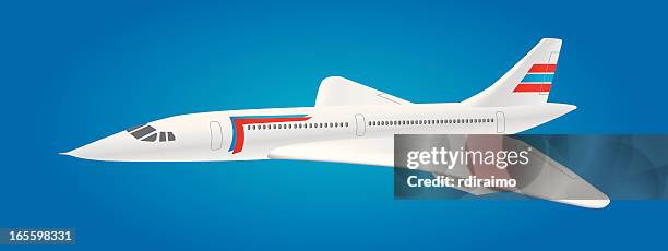supersonic jet aircraft flying - supersonic airplane stock illustrations