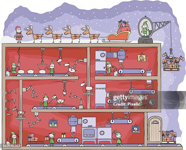santa's toy factory - nymph stock illustrations