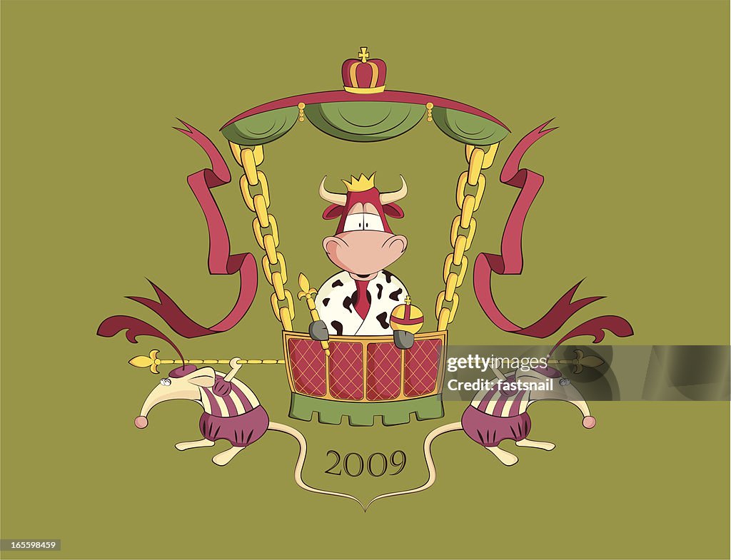 New 2009 year bull with rats as servants