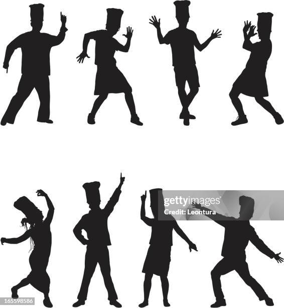 dancing chefs - guy dancing white background stock illustrations
