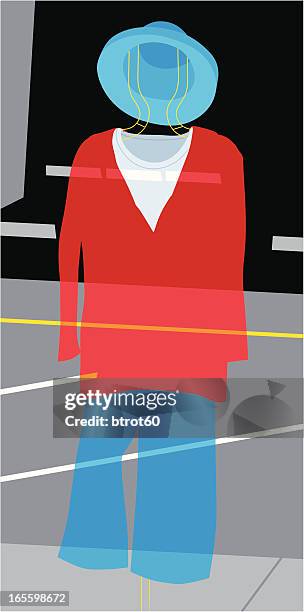 mannequin - glass display case stock illustrations
