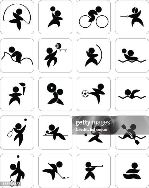 sport icon - playing handball stock illustrations