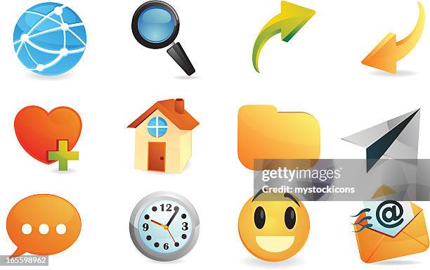 internet and website icons | premium gloss series - paper airplane stock illustrations