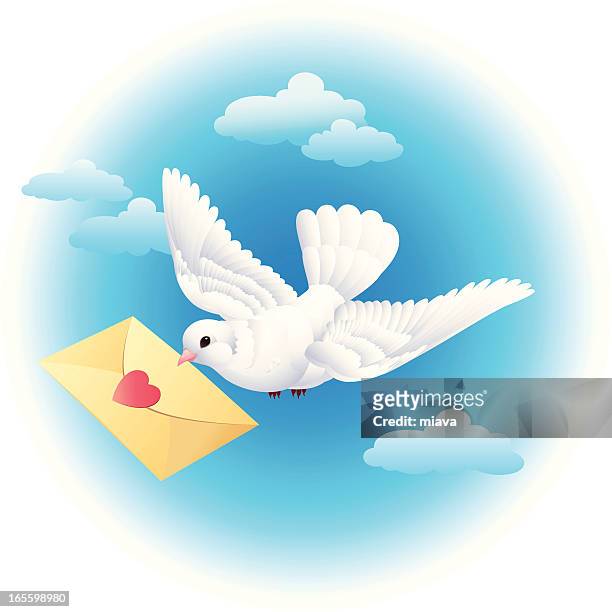 dove with envelope - kleurenverloop stock illustrations