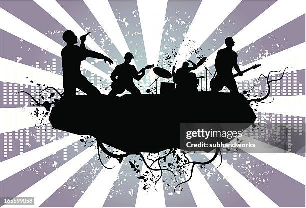 grunge element - guitar player silhouette stock illustrations