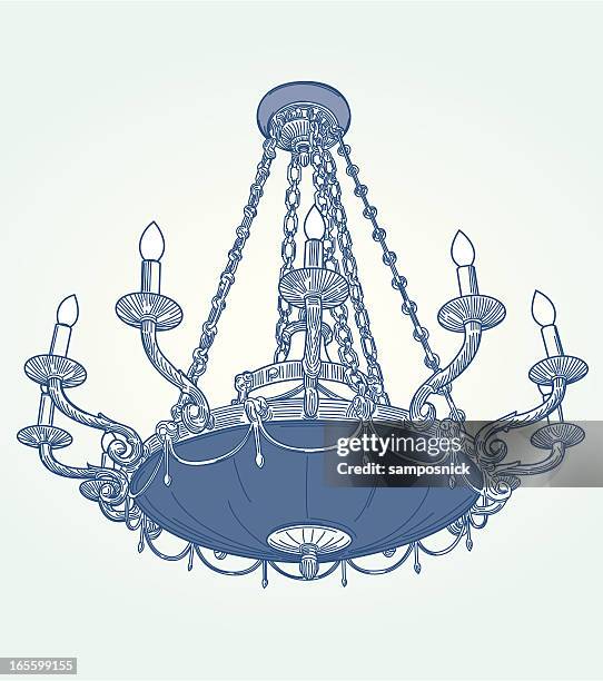 blue chandelier - ceiling stock illustrations