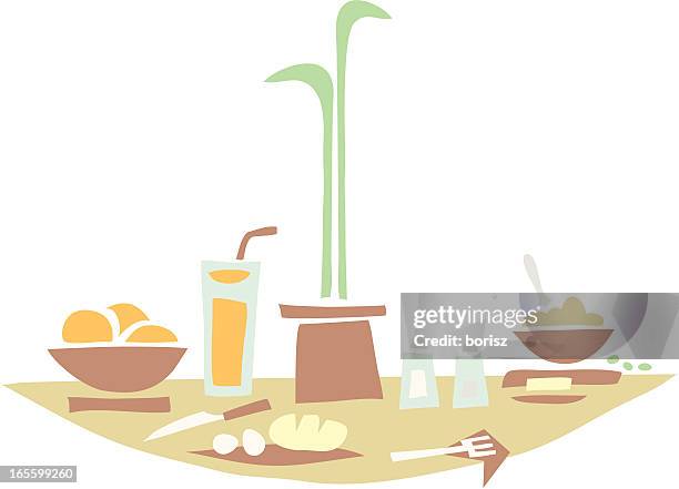 breakfast table - centerpiece stock illustrations