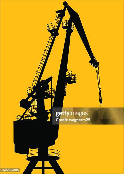 stockillustraties, clipart, cartoons en iconen met crane silhouette - crane machinery