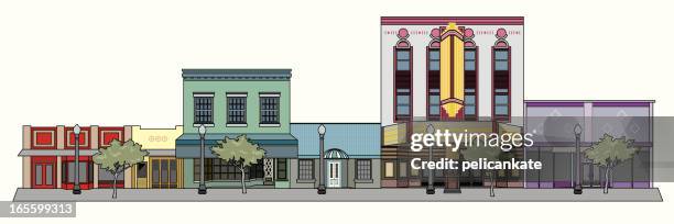 stockillustraties, clipart, cartoons en iconen met cityscape with theater - etalage