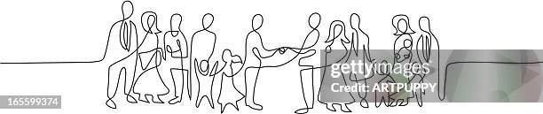 stylized line of family gathering - family reunion stock illustrations