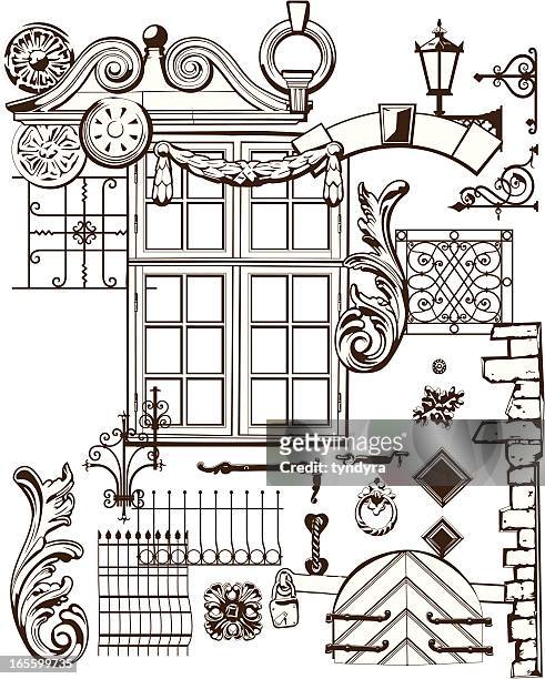old town elements - riga stock illustrations
