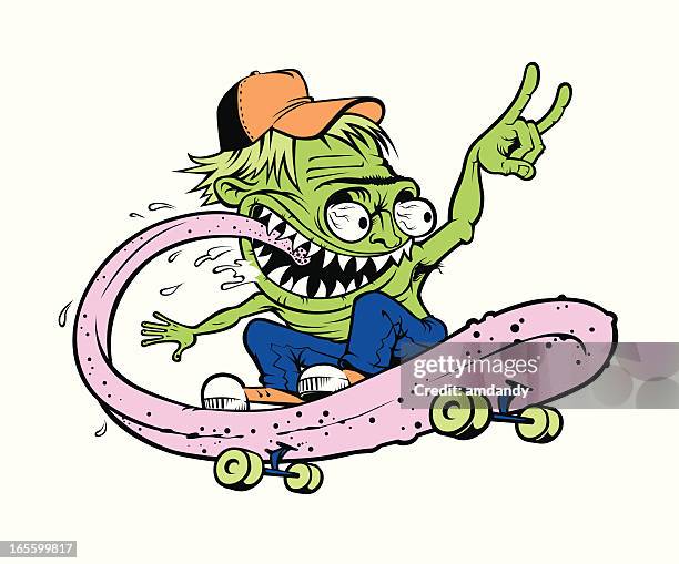 sick'o skater - sticking out tongue stock illustrations