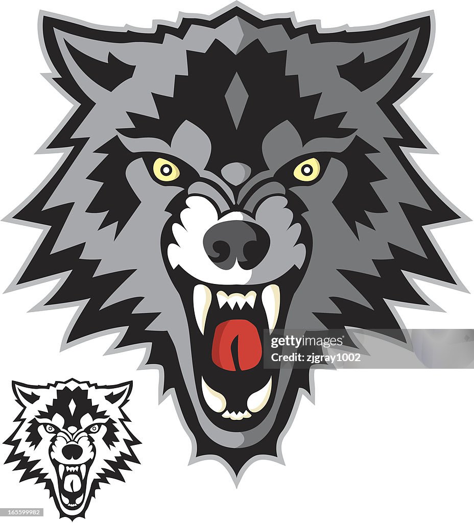 Aggressive Wolf Mascot