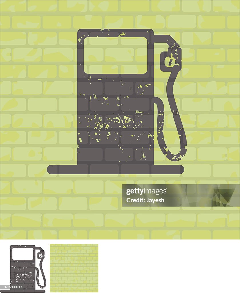 Bomba de Gas icono en pared de ladrillos