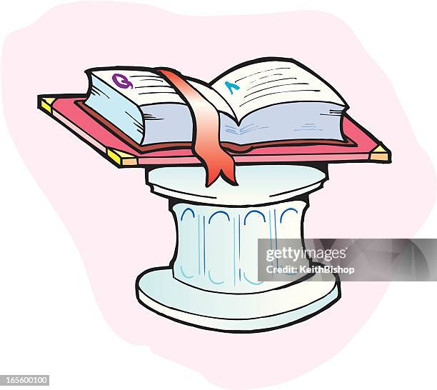 book on pedestal - education - bookstand stock illustrations