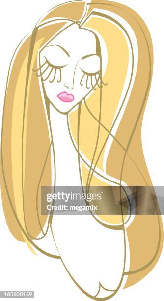 sad beauty. - face looking down stock illustrations