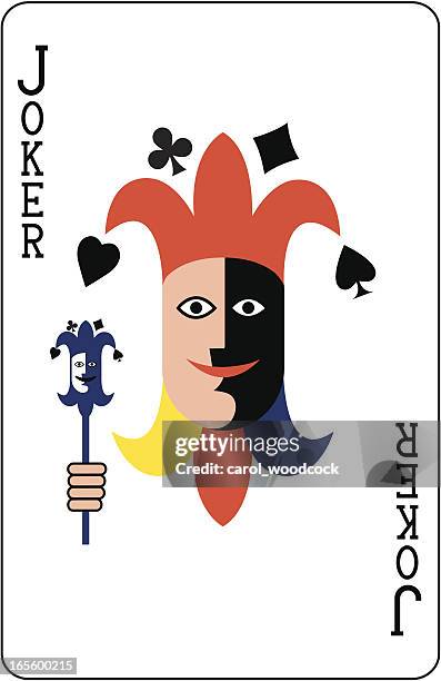 illustrations, cliparts, dessins animés et icônes de jocker visage deux cartes à jouer - carte joker